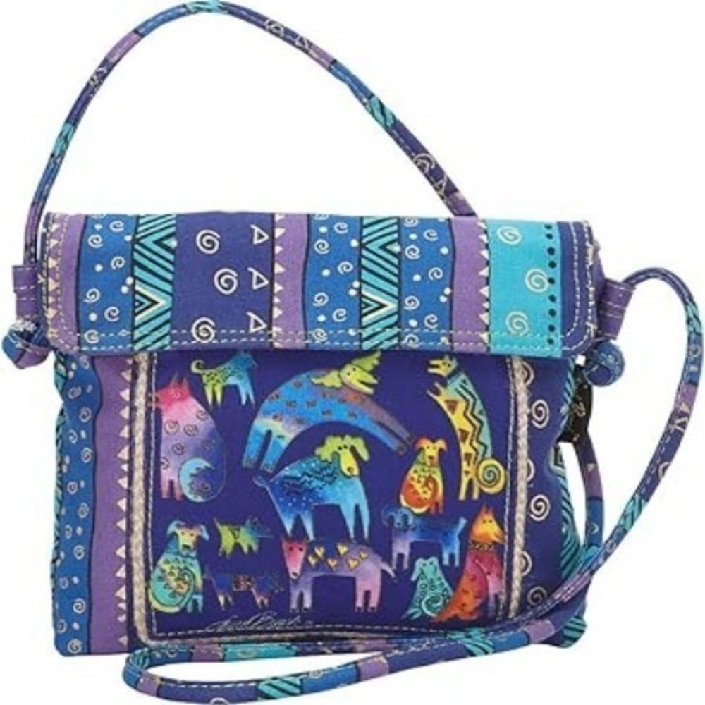 Laurel Burch Small Crossbody Purse – Mythical Dogs Print, Multi-Color Bag‎